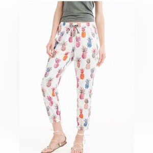 J. Crew Seaside Pants in Ratti Painted Pineapple Print Sz 2 EUC